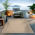 Outdoor Teppich Wetterfest in Sisal Jute Optik | Für Drinnen und Draußen | Terrasse Balkon Garten Wohnzimmer Badezimmer Küche | Bordüre B